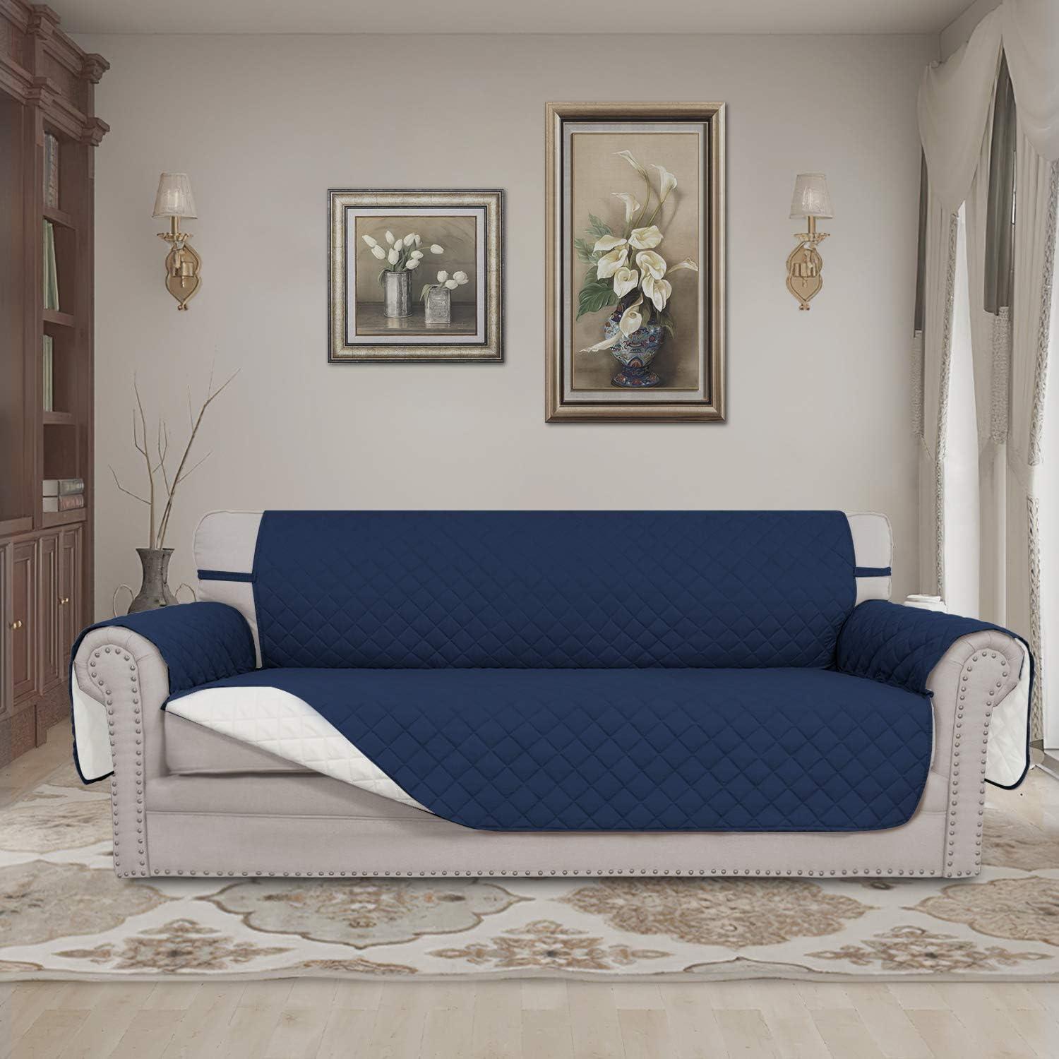 image:imageEasyGoing Reversible Oversized Couch Cover for 3 Cushion Couch Sofa Cover for Dogs Water Resistant Furniture Protector Cover with Foam Sticks for Pet Oversized Sofa GrayLight GrayNavyIvory