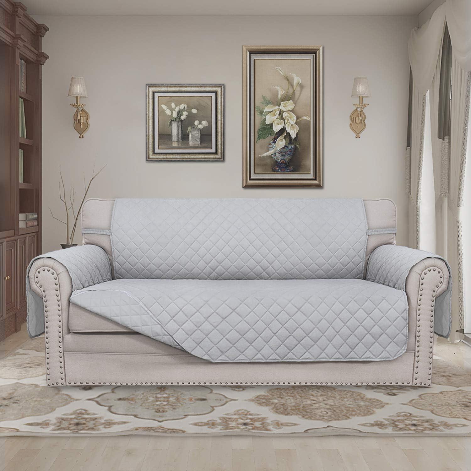 image:imageEasyGoing Reversible Oversized Couch Cover for 3 Cushion Couch Sofa Cover for Dogs Water Resistant Furniture Protector Cover with Foam Sticks for Pet Oversized Sofa GrayLight GrayLight GrayLight Gray