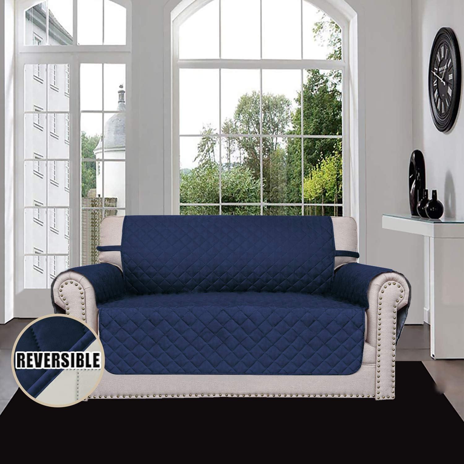 image:imageEasyGoing Reversible Oversized Couch Cover for 3 Cushion Couch Sofa Cover for Dogs Water Resistant Furniture Protector Cover with Foam Sticks for Pet Oversized Sofa GrayLight GrayNavyIvory