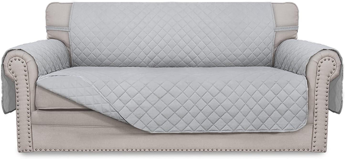 image:imageEasyGoing Reversible Oversized Couch Cover for 3 Cushion Couch Sofa Cover for Dogs Water Resistant Furniture Protector Cover with Foam Sticks for Pet Oversized Sofa GrayLight GrayLight GrayLight Gray