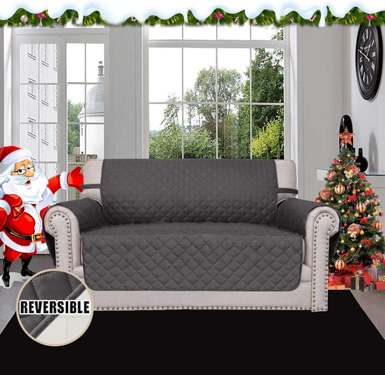 image:imageEasyGoing Reversible Oversized Couch Cover for 3 Cushion Couch Sofa Cover for Dogs Water Resistant Furniture Protector Cover with Foam Sticks for Pet Oversized Sofa GrayLight GrayGrayIvory