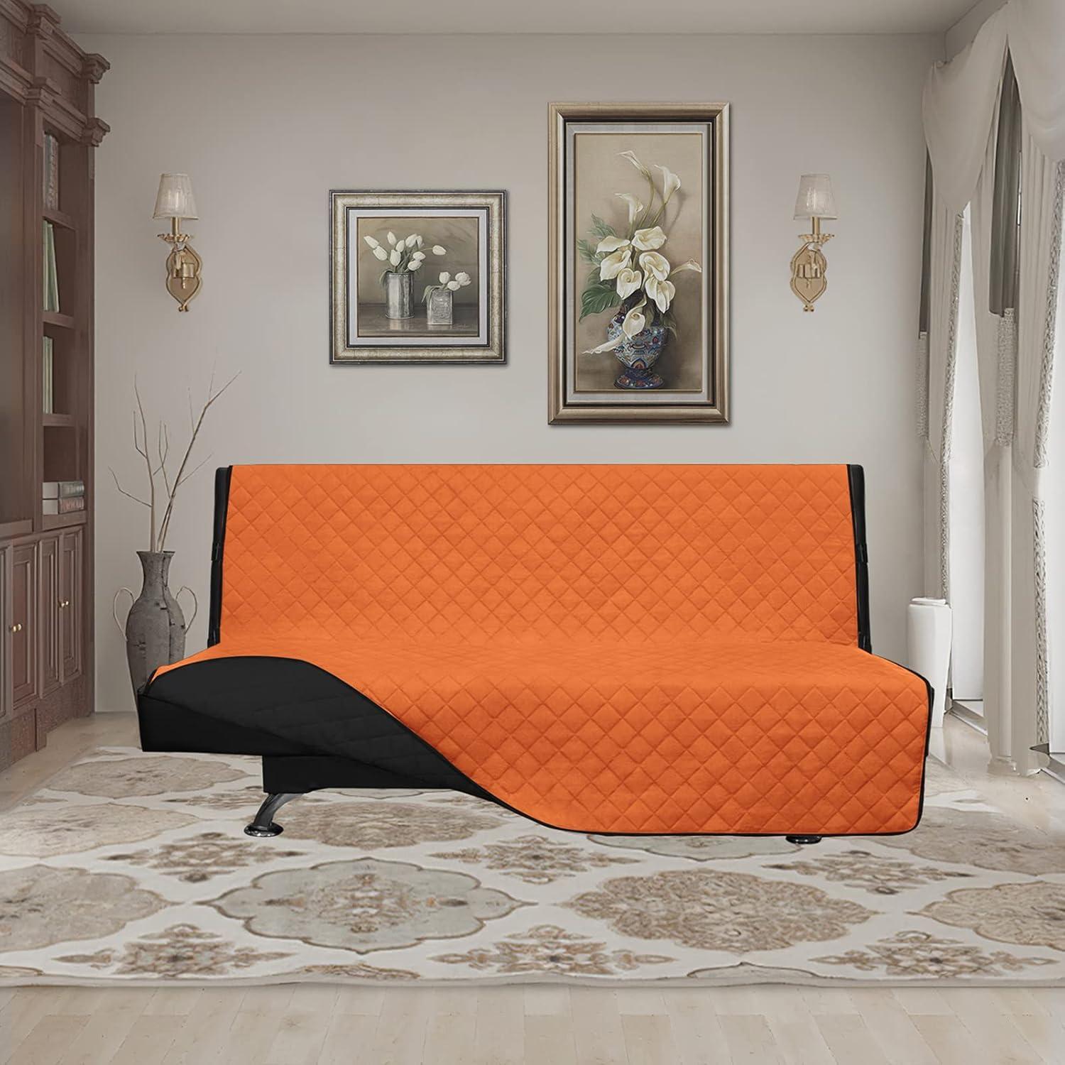 image:imageEasyGoing Reversible Oversized Couch Cover for 3 Cushion Couch Sofa Cover for Dogs Water Resistant Furniture Protector Cover with Foam Sticks for Pet Oversized Sofa GrayLight GrayOrangeBlack