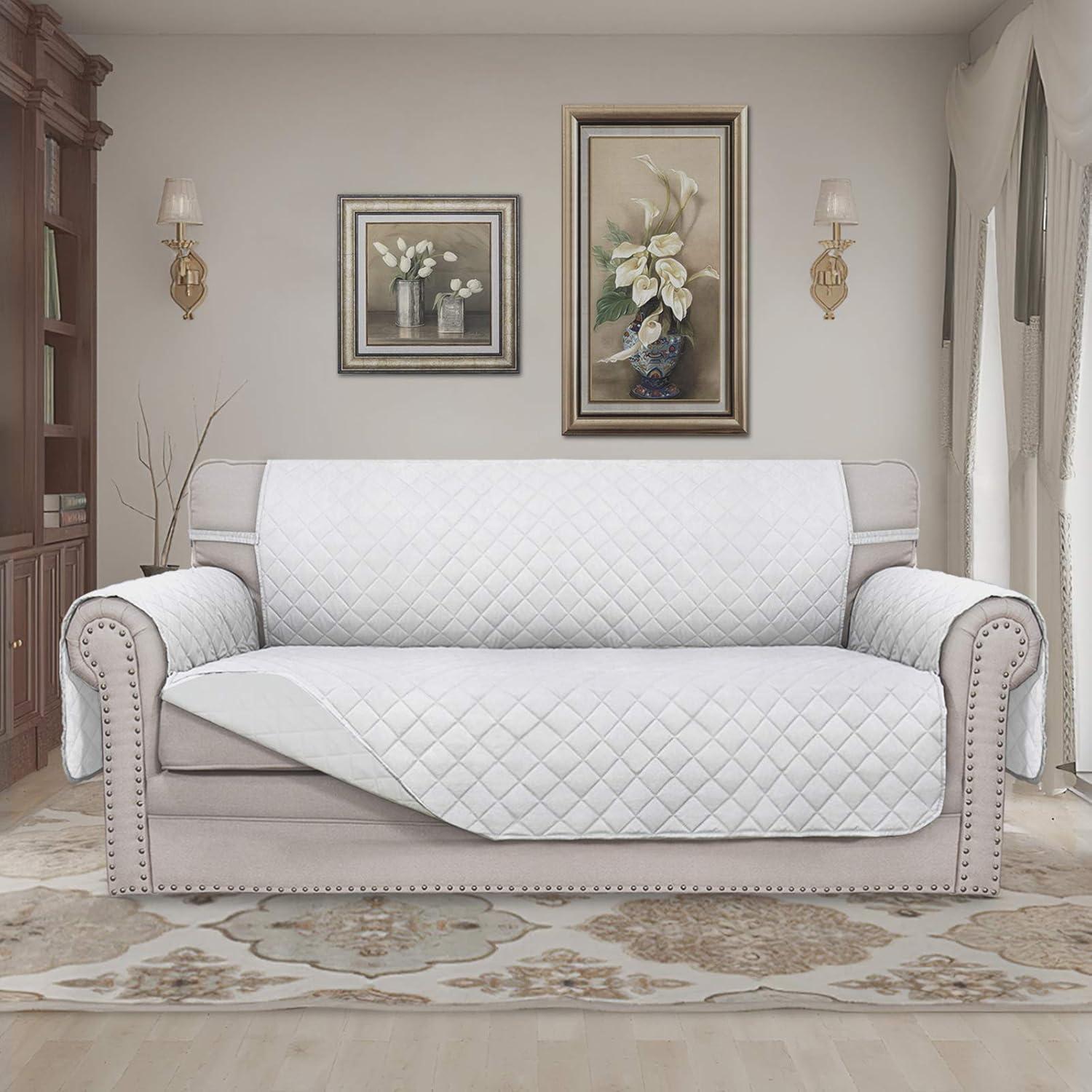 image:imageEasyGoing Reversible Oversized Couch Cover for 3 Cushion Couch Sofa Cover for Dogs Water Resistant Furniture Protector Cover with Foam Sticks for Pet Oversized Sofa GrayLight GrayWhiteWhite