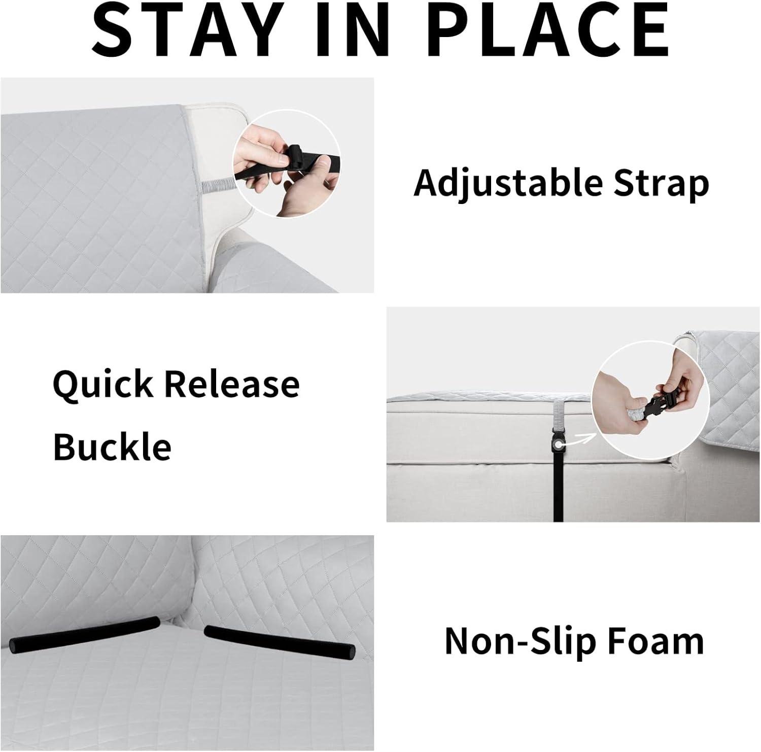 image:imageEasyGoing Reversible Oversized Couch Cover for 3 Cushion Couch Sofa Cover for Dogs Water Resistant Furniture Protector Cover with Foam Sticks for Pet Oversized Sofa GrayLight GrayLight GrayLight Gray