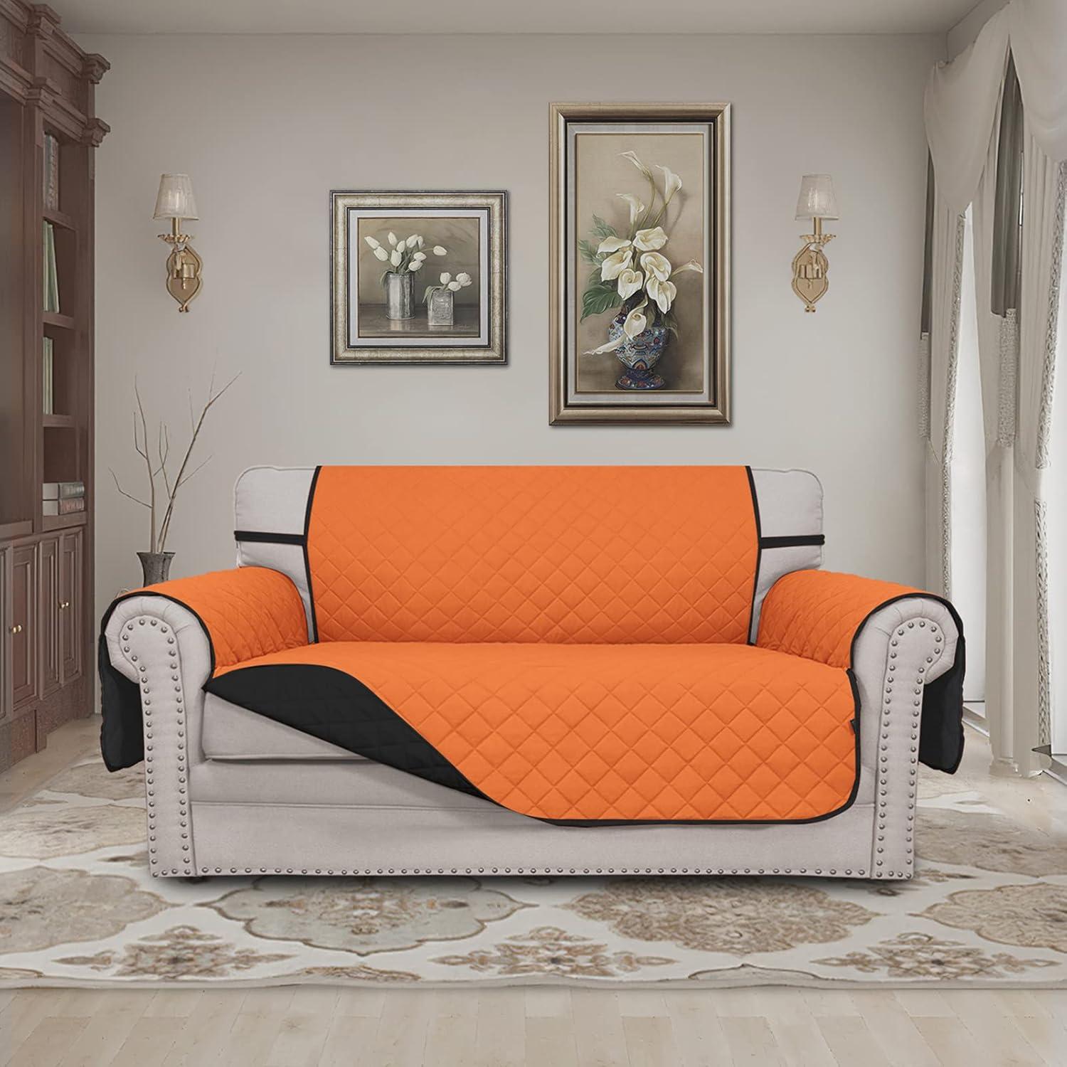 image:imageEasyGoing Reversible Oversized Couch Cover for 3 Cushion Couch Sofa Cover for Dogs Water Resistant Furniture Protector Cover with Foam Sticks for Pet Oversized Sofa GrayLight GrayOrangeBlack