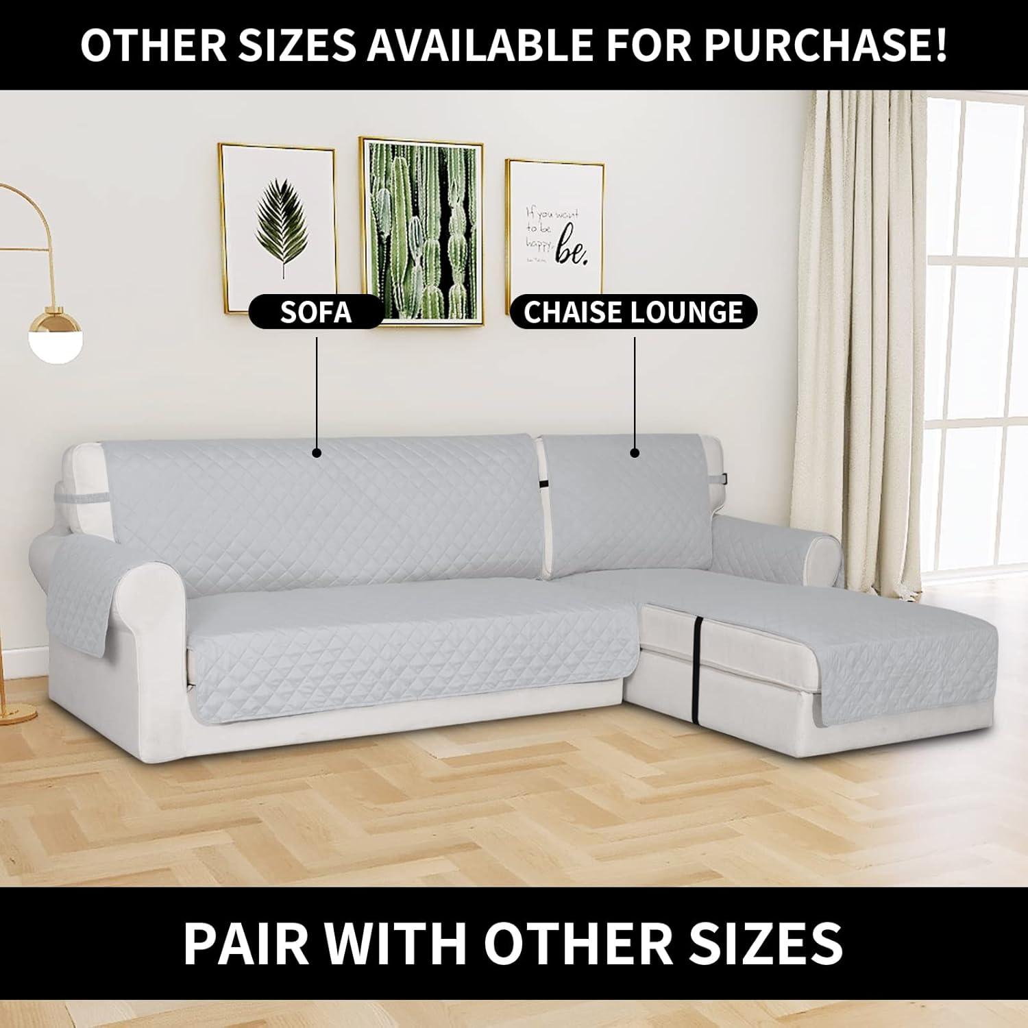 image:imageEasyGoing Reversible Oversized Couch Cover for 3 Cushion Couch Sofa Cover for Dogs Water Resistant Furniture Protector Cover with Foam Sticks for Pet Oversized Sofa GrayLight GrayLight GrayLight Gray