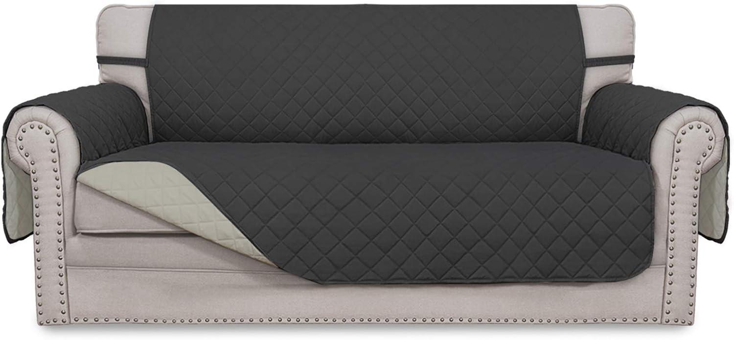 image:imageEasyGoing Reversible Oversized Couch Cover for 3 Cushion Couch Sofa Cover for Dogs Water Resistant Furniture Protector Cover with Foam Sticks for Pet Oversized Sofa GrayLight GrayDarkgrayBeige