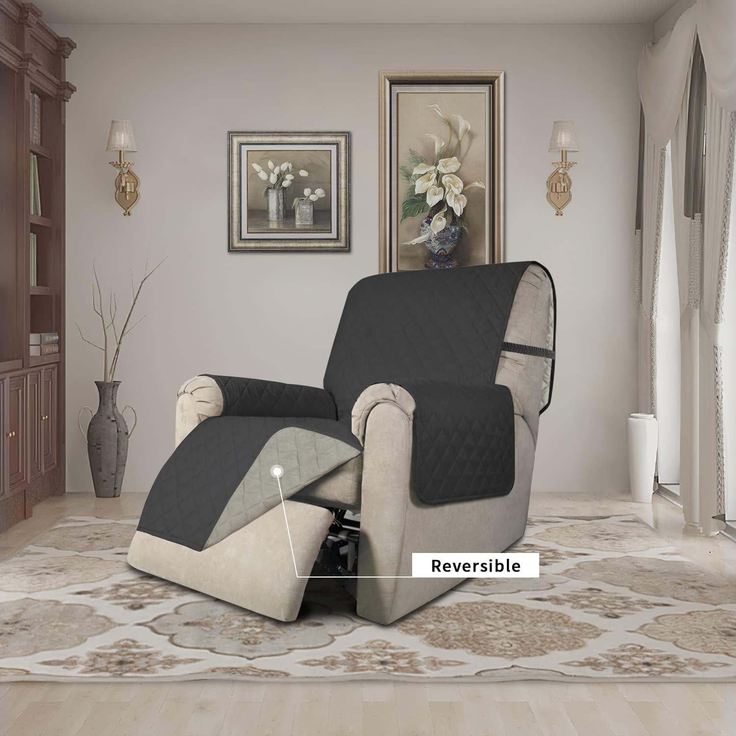 image:imageEasyGoing Reversible Oversized Couch Cover for 3 Cushion Couch Sofa Cover for Dogs Water Resistant Furniture Protector Cover with Foam Sticks for Pet Oversized Sofa GrayLight GrayDarkgrayBeige