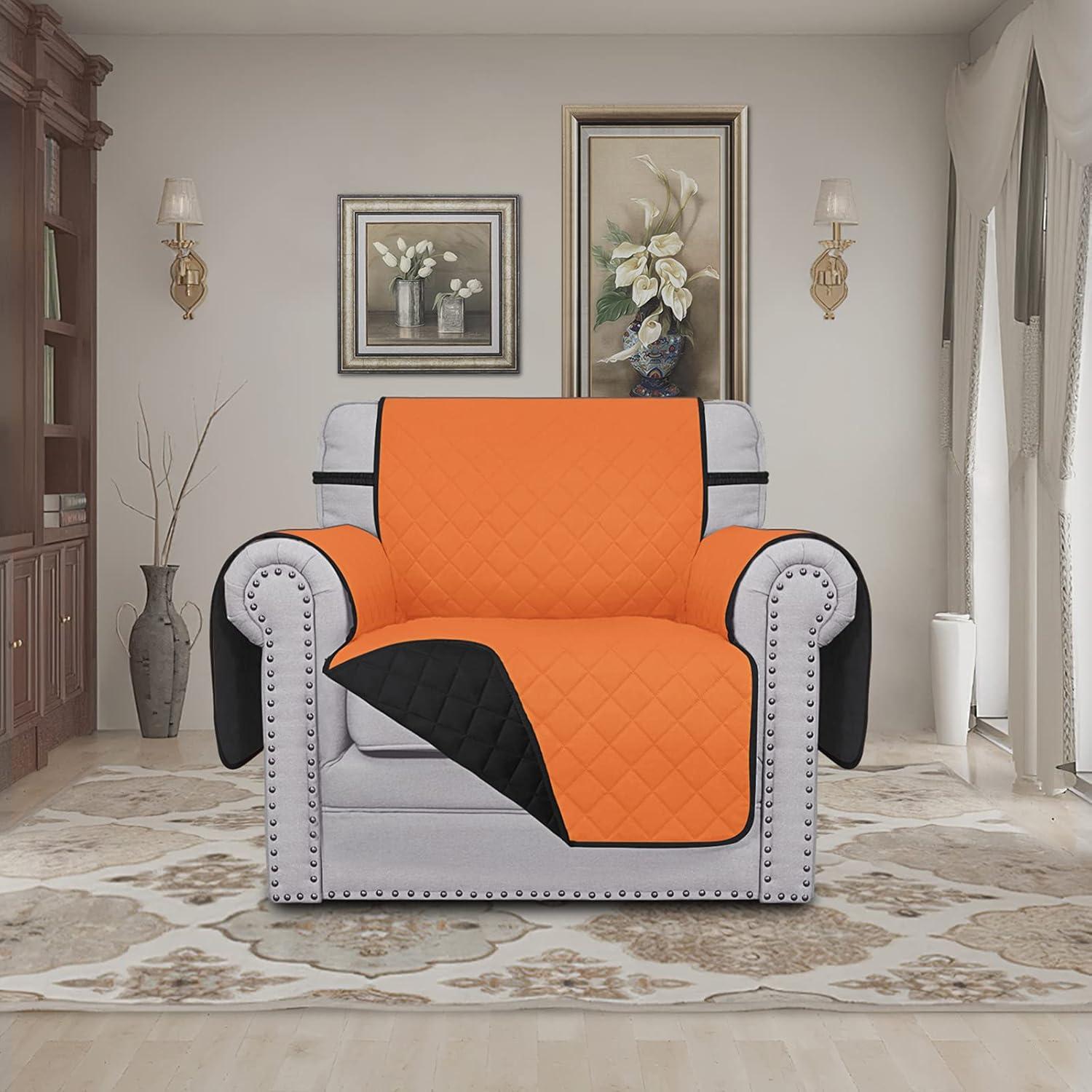 image:imageEasyGoing Reversible Oversized Couch Cover for 3 Cushion Couch Sofa Cover for Dogs Water Resistant Furniture Protector Cover with Foam Sticks for Pet Oversized Sofa GrayLight GrayOrangeBlack