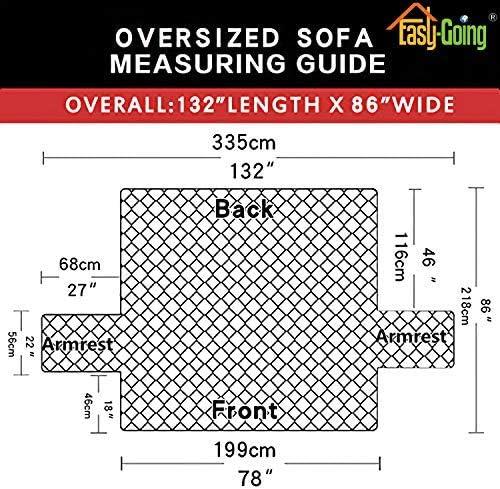 image:imageEasyGoing Reversible Oversized Couch Cover for 3 Cushion Couch Sofa Cover for Dogs Water Resistant Furniture Protector Cover with Foam Sticks for Pet Oversized Sofa GrayLight GrayNavyIvory
