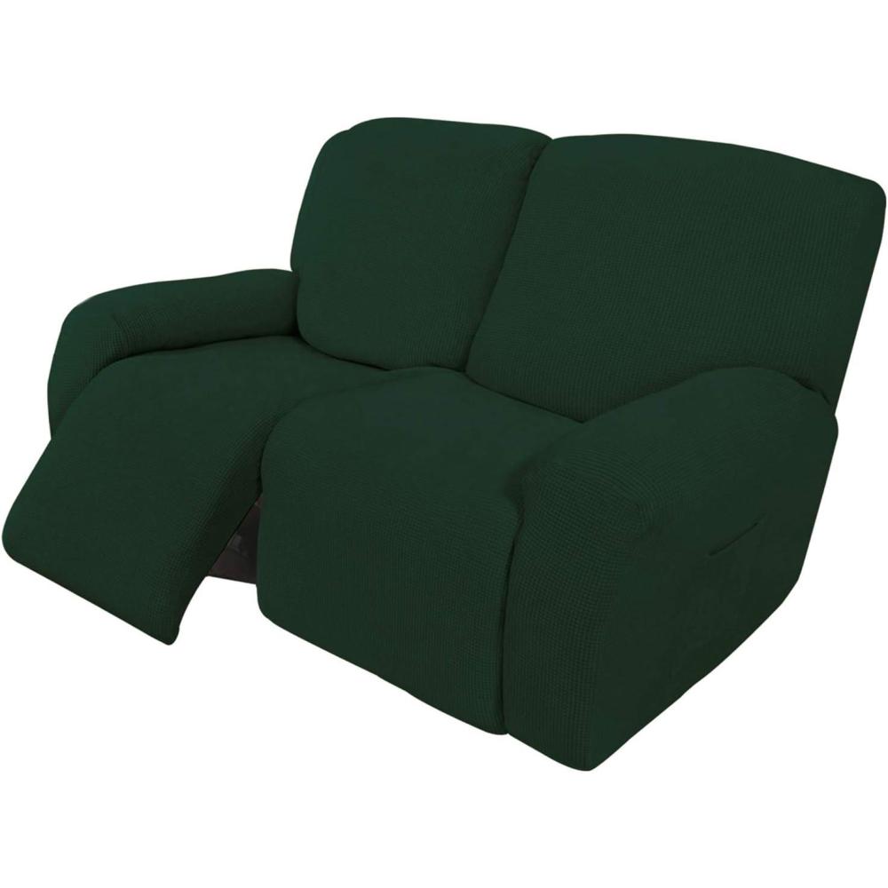 image:imageEasyGoing 8 Pieces Recliner Sofa Stretch Sofa Slipcover Sofa Cover Furniture Protector Couch Soft with Elastic Bottom Kids Spandex Jacquard Fabric Small Checks Dark GrayDark Green