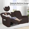 Easy-Going 1 Piece Stretch Reclining Loveseat with Middle Console Slipcover, 2 Seater Loveseat Recliner Cover with Holder and Storage, Recliner Couch Sofa Cover, Furniture Protector Dark Gray(Chocolate)