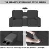Easy-Going 1 Piece Stretch Reclining Loveseat with Middle Console Slipcover, 2 Seater Loveseat Recliner Cover with Holder and Storage, Recliner Couch Sofa Cover, Furniture Protector Dark Gray(Dark Gray)