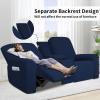 Easy-Going 1 Piece Stretch Reclining Loveseat with Middle Console Slipcover, 2 Seater Loveseat Recliner Cover with Holder and Storage, Recliner Couch Sofa Cover, Furniture Protector Dark Gray(Navy)