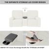 Easy-Going 1 Piece Stretch Reclining Loveseat with Middle Console Slipcover, 2 Seater Loveseat Recliner Cover with Holder and Storage, Recliner Couch Sofa Cover, Furniture Protector Dark Gray(Cream)