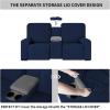 Easy-Going 1 Piece Stretch Reclining Loveseat with Middle Console Slipcover, 2 Seater Loveseat Recliner Cover with Holder and Storage, Recliner Couch Sofa Cover, Furniture Protector Dark Gray(Navy)