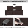 Easy-Going 1 Piece Stretch Reclining Loveseat with Middle Console Slipcover, 2 Seater Loveseat Recliner Cover with Holder and Storage, Recliner Couch Sofa Cover, Furniture Protector Dark Gray(Chocolate)