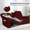 Easy-Going 1 Piece Stretch Reclining Loveseat with Middle Console Slipcover, 2 Seater Loveseat Recliner Cover with Holder and Storage, Recliner Couch Sofa Cover, Furniture Protector Dark Gray(Wine)