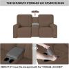 Easy-Going 1 Piece Stretch Reclining Loveseat with Middle Console Slipcover, 2 Seater Loveseat Recliner Cover with Holder and Storage, Recliner Couch Sofa Cover, Furniture Protector Dark Gray(Brown)