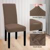Easy-Going 100% Waterproof Dining Room Chair Cover Set of 6, Stretch Jacquard Parson Chair Slipcover Removable Washable Chair Protector for Home, Restaurant, Banquet (Large, Light Gray)(Brown)