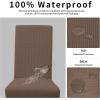 Easy-Going 100% Waterproof Dining Room Chair Cover Set of 6, Stretch Jacquard Parson Chair Slipcover Removable Washable Chair Protector for Home, Restaurant, Banquet (Large, Light Gray)(Brown)