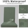 Easy-Going 100% Waterproof Dining Room Chair Cover Set of 6, Stretch Jacquard Parson Chair Slipcover Removable Washable Chair Protector for Home, Restaurant, Banquet (Large, Light Gray)(Grayish Green)