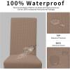 Easy-Going 100% Waterproof Dining Room Chair Cover Set of 6, Stretch Jacquard Parson Chair Slipcover Removable Washable Chair Protector for Home, Restaurant, Banquet (Large, Light Gray)(Camel)