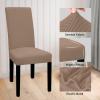 Easy-Going 100% Waterproof Dining Room Chair Cover Set of 6, Stretch Jacquard Parson Chair Slipcover Removable Washable Chair Protector for Home, Restaurant, Banquet (Large, Light Gray)(Camel)