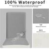 Easy-Going 100% Waterproof Dining Room Chair Cover Set of 6, Stretch Jacquard Parson Chair Slipcover Removable Washable Chair Protector for Home, Restaurant, Banquet (Large, Light Gray)(Light Gray/Cream)