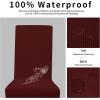 Easy-Going 100% Waterproof Dining Room Chair Cover Set of 6, Stretch Jacquard Parson Chair Slipcover Removable Washable Chair Protector for Home, Restaurant, Banquet (Large, Light Gray)(Wine)