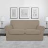 Easy-Going 2 Pieces Microfiber Stretch Chair Slipcover – Spandex Soft Fitted Sofa Couch Cover Washable Furniture Protector with Elastic Bottom Kids Pet Chocolate(Natural)