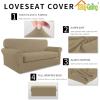 Easy-Going 2 Pieces Microfiber Stretch Sofa Slipcover – Spandex Soft Fitted Sofa Couch Cover, Washable Furniture Protector with Elastic Bottom Kids,Pet (Oversized Sofa, Light Gray)(Tan)