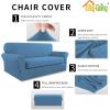 Easy-Going 2 Pieces Microfiber Stretch Sofa Slipcover – Spandex Soft Fitted Sofa Couch Cover, Washable Furniture Protector with Elastic Bottom Kids,Pet (Oversized Sofa, Light Gray)(Lightblue)