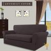 Easy-Going 2 Pieces Microfiber Stretch Sofa Slipcover – Spandex Soft Fitted Sofa Couch Cover, Washable Furniture Protector with Elastic Bottom Kids,Pet (Oversized Sofa, Dark Gray(Chocolate)