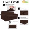Easy-Going 2 Pieces Microfiber Stretch Sofa Slipcover – Spandex Soft Fitted Sofa Couch Cover, Washable Furniture Protector with Elastic Bottom Kids,Pet (Oversized Sofa, Dark Gray(Coffee)