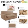 Easy-Going 2 Pieces Microfiber Stretch Sofa Slipcover – Spandex Soft Fitted Sofa Couch Cover, Washable Furniture Protector with Elastic Bottom Kids,Pet (Oversized Sofa, Dark Gray(Camel)