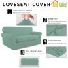 Easy-Going 2 Pieces Microfiber Stretch Sofa Slipcover – Spandex Soft Fitted Sofa Couch Cover, Washable Furniture Protector with Elastic Bottom Kids,Pet (Oversized Sofa, Dark Gray(Cyan)