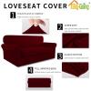 Easy-Going 2 Pieces Microfiber Stretch Sofa Slipcover – Spandex Soft Fitted Sofa Couch Cover, Washable Furniture Protector with Elastic Bottom Kids,Pet (Oversized Sofa, Dark Gray(Wine)