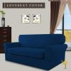 Easy-Going 2 Pieces Microfiber Stretch Sofa Slipcover – Spandex Soft Fitted Sofa Couch Cover, Washable Furniture Protector with Elastic Bottom Kids,Pet (Oversized Sofa, Light Gray)(Navy)