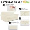 Easy-Going 2 Pieces Microfiber Stretch Sofa Slipcover – Spandex Soft Fitted Sofa Couch Cover, Washable Furniture Protector with Elastic Bottom Kids,Pet (Oversized Sofa, Light Gray)(Ivory)
