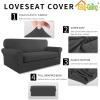 Easy-Going 2 Pieces Microfiber Stretch Sofa Slipcover – Spandex Soft Fitted Sofa Couch Cover, Washable Furniture Protector with Elastic Bottom Kids,Pet (Oversized Sofa, Dark Gray(Dark Gray)