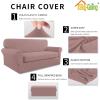 Easy-Going 2 Pieces Microfiber Stretch Sofa Slipcover – Spandex Soft Fitted Sofa Couch Cover, Washable Furniture Protector with Elastic Bottom Kids,Pet (Oversized Sofa, Dark Gray(Pink)