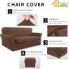 Easy-Going 2 Pieces Microfiber Stretch Sofa Slipcover – Spandex Soft Fitted Sofa Couch Cover, Washable Furniture Protector with Elastic Bottom Kids,Pet (Oversized Sofa, Dark Gray(Brown)