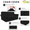 Easy-Going 2 Pieces Microfiber Stretch Sofa Slipcover – Spandex Soft Fitted Sofa Couch Cover, Washable Furniture Protector with Elastic Bottom Kids,Pet (Oversized Sofa, Light Gray)(Black)