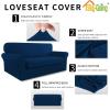 Easy-Going 2 Pieces Microfiber Stretch Sofa Slipcover – Spandex Soft Fitted Sofa Couch Cover, Washable Furniture Protector with Elastic Bottom Kids,Pet (Oversized Sofa, Light Gray)(Navy)