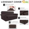 Easy-Going 2 Pieces Microfiber Stretch Sofa Slipcover – Spandex Soft Fitted Sofa Couch Cover, Washable Furniture Protector with Elastic Bottom Kids,Pet (Oversized Sofa, Dark Gray(Chocolate)