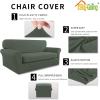 Easy-Going 2 Pieces Microfiber Stretch Sofa Slipcover – Spandex Soft Fitted Sofa Couch Cover, Washable Furniture Protector with Elastic Bottom Kids,Pet (Oversized Sofa, Dark Gray(Greyishgreen)
