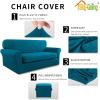 Easy-Going 2 Pieces Microfiber Stretch Sofa Slipcover – Spandex Soft Fitted Sofa Couch Cover, Washable Furniture Protector with Elastic Bottom Kids,Pet (Oversized Sofa, Light Gray)(Peacockblue)