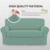 Easy-Going 2 Pieces Microfiber Stretch Sofa Slipcover – Spandex Soft Fitted Sofa Couch Cover, Washable Furniture Protector with Elastic Bottom Kids,Pet (Oversized Sofa, Light Gray)(Cyan)
