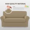 Easy-Going 2 Pieces Microfiber Stretch Sofa Slipcover – Spandex Soft Fitted Sofa Couch Cover, Washable Furniture Protector with Elastic Bottom Kids,Pet (Oversized Sofa, Light Gray)(Tan)